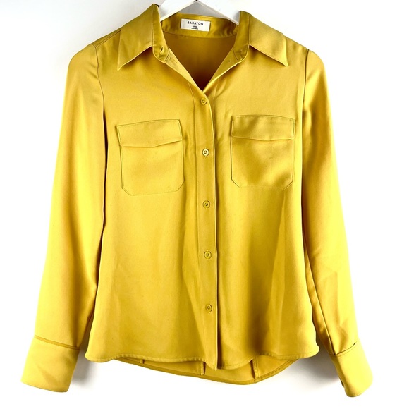 Aritzia Babaton Harrison Acacia Button-Down Matte-Satin Shirt - Picture 2 of 14